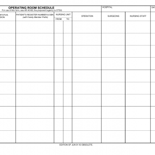 DA Form 7001. Operating Room Schedule