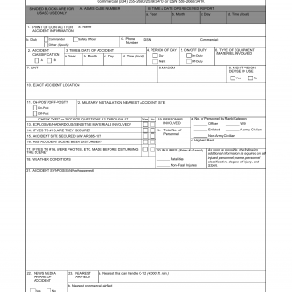 DA Form 7306. Worksheet for Telephonic Notification of Ground Accident