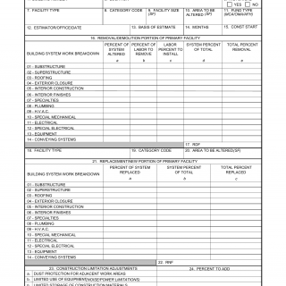 DA Form 7307-R. Cost Estimating Worksheet-Facility Alteration (LRA)