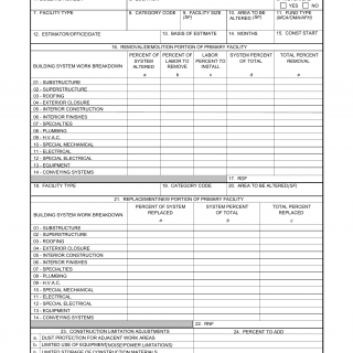 DA Form 7307-R. Cost Estimating Worksheet-Facility Alteration (LRA ...