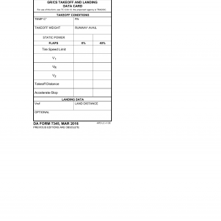 DA Form 7345. GR/CS Takeoff and Landing Data Card