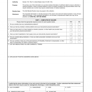 DA Form 7349. Initial Medical Review - Annual Medical Certificate