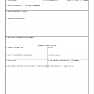 DA Form 7399. Survey/Decontamination Records