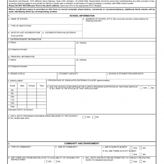DA Form 7410. Evaluation Worksheet Potential Army Junior Rotc Program