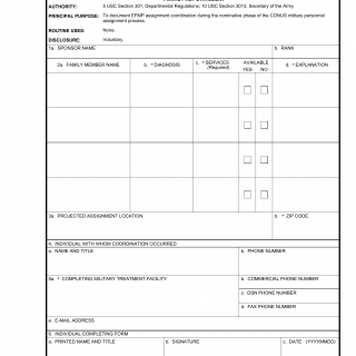DA Form 7413. Exceptional Family Member Program (Efmp) Assignment Coordination Sheet