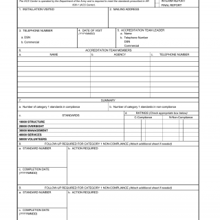 DA Form 7418. Army Community Service Accreditation Report
