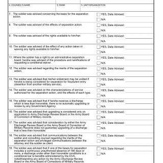 DA Form 7423. Consulting Counsel`s Checklist