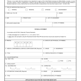 DA Form 7434. Application for Us Army Marine Certification Installations