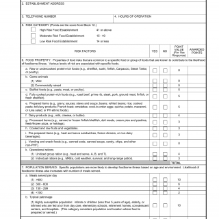 DA Form 7437-R. Food Establishment Risk Assessment Survey (LRA)