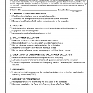 DA Form 7441. Coordinator`s Checklist - (Table VIII)