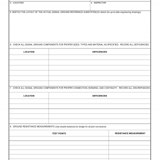 DA Form 7452-3-R. Signal Ground Reference Subsystem Checklist for New Facilities (LRA)