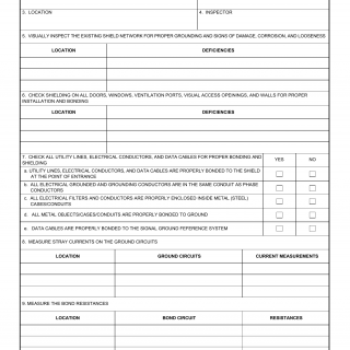 DA Form 7452-9-R. Shielding Subsystem Checklist for Existing Facilities (LRA)