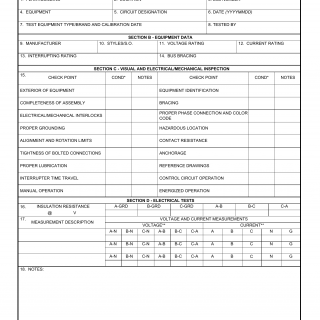 DA Form 7463-R. Circuit Switcher Inspection Checklist (LRA)