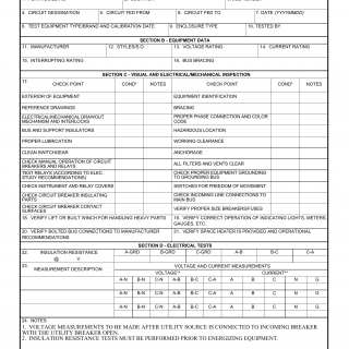 DA Form 7465-R. Switchgear Inspection Checklist (LRA)