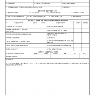 DA Form 7466-R. Power Cable Inspection Checklist (LRA)