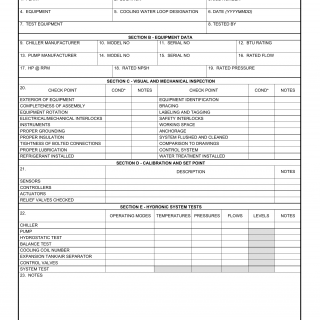 DA Form 7478-R. Chilled Water System Inspection Checklist (LRA)