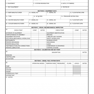DA Form 7480-R. Diesel Fuel System Inspection Checklist (LRA)