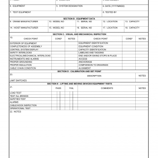 DA Form 7484-R. Lifting and Moving Devices Sys Inspection Checklist (LRA)