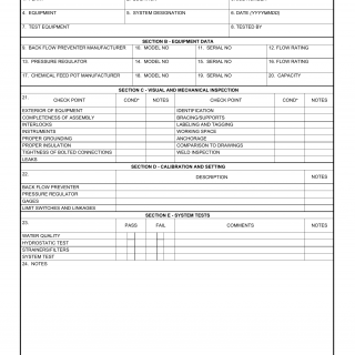 DA Form 7487-R. Water Supply and Treatment System Inspection Checklist (LRA)
