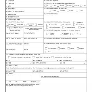 DA Form 7577. Treated Water Sampling Field Data Sheet