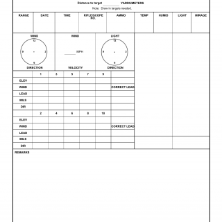 DA Form 7636. Sniper Target Data Sheet Moving Target