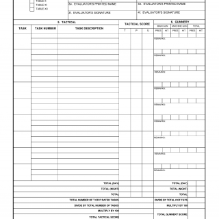 DA Form 7658-R. Gunnery Tables X, XI, XII Scoresheet (Platoon Qualification)
