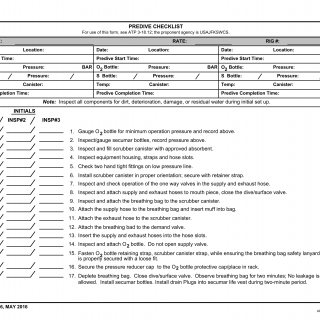 DA Form 7756. Pre-Dive Check List