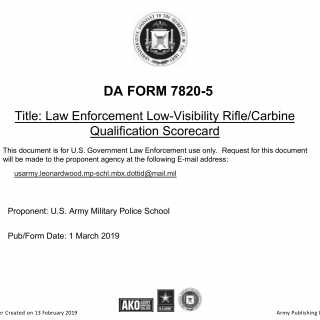 DA Form 7820-5. Law Enforcement Low-Visibility Rifle/Carbine Qualification Scorecard