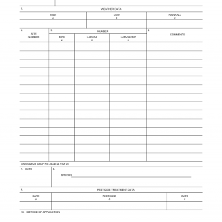 DA Form 8012-R. Mosquito Surveillance Larval Collections (LRA)
