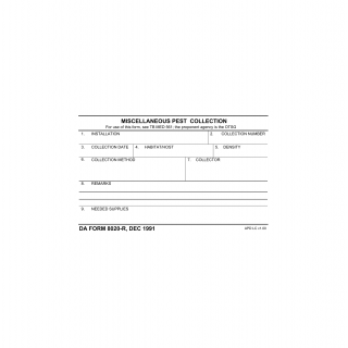 DA Form 8020-R. Miscellaneous Pest Collection (LRA)
