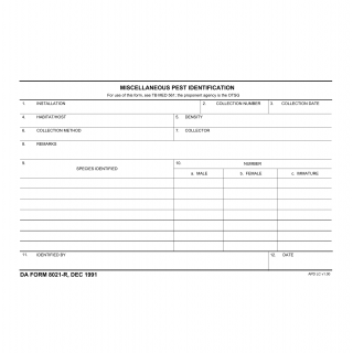 DA Form 8021-R. Miscellaneous Pest Identification (LRA)