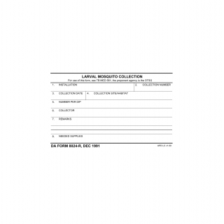 DA Form 8024-R. Larval Mosquito Collection (LRA)