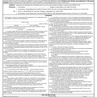 DA Form 918a. Agreement for Establishment and Maintenance of an Army Senior Reserve Officers' Training Corps Unit