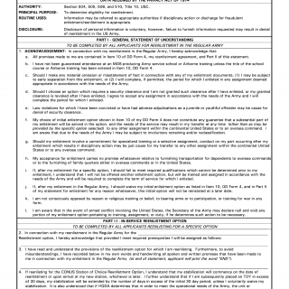 DA Form 3286. Statements for Enlistment, United States Army Enlistment Program, U.S. Army Delayed Enlistment Program (EGA)