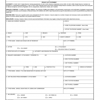 DA Form 4651. Request for Reserve Component Assignment or Attachment