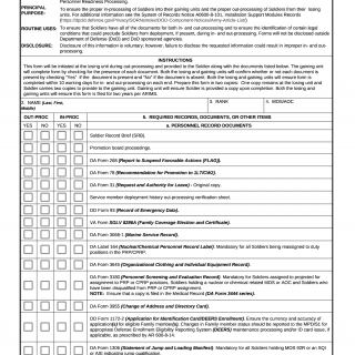 DA Form 5123. In- and Out- Processing Records Checklist