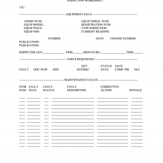 DA Form 5988-E. Equipment Maintenance and Inspection Worksheet (EGA)