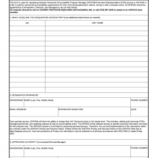 DA Form 7765. Army Disaster Personnel Accountability and Assessment System, Command Officer Representative Access Request