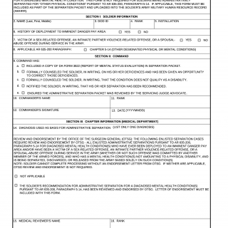 DA Form 7771. Enlisted Behavioral-Health Related Administrative Separation Checklist