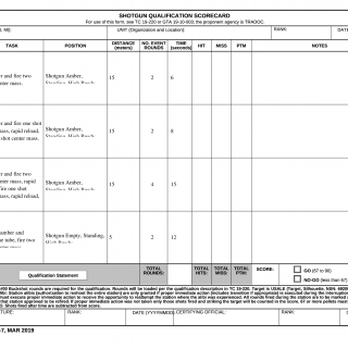 DA Form 7820-7. Shotgun Qualification Scorecard