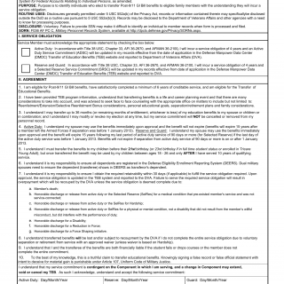 DAF Form 4406 - Post-9/11 Gi Bill Transfer of Educational Benefits Statement of Understanding