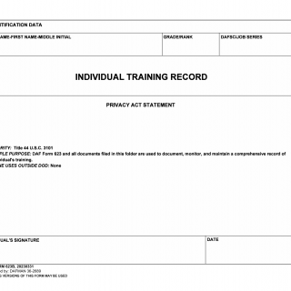 DAF Form 623B - Individual Training Record Label
