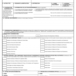 DD Form 106. DoD Issuances Program Coordination Initiation (Sample)