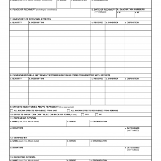DD Form 1076. Military Operations Record of Personal Effects of Deceased Personnel