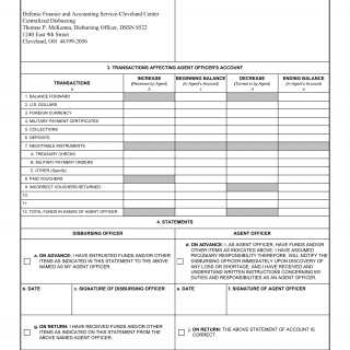 DD Form 1081. Statement of Agent Officer's Account