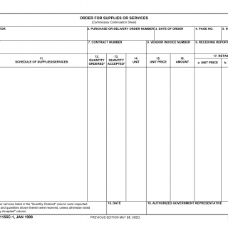 DD Form 1155C-1. Order for Supplies or Services (Commissary Continuation Sheet)