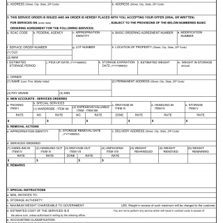 DD Form 1164. Service Order For Personal Property