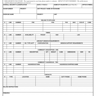 DD Form 1249. Airlift Request - SAAM or JCS Exercise