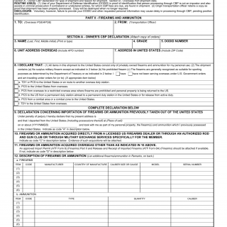 DD Form 1252-1. U.S. Customs and Border Protection (CBP) Declaration for Personal Property Shipments - Part II