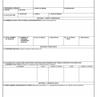 DD Form 1265. Request For Convoy Clearance